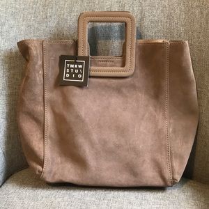 TMRW STUDIO taupe suede bag